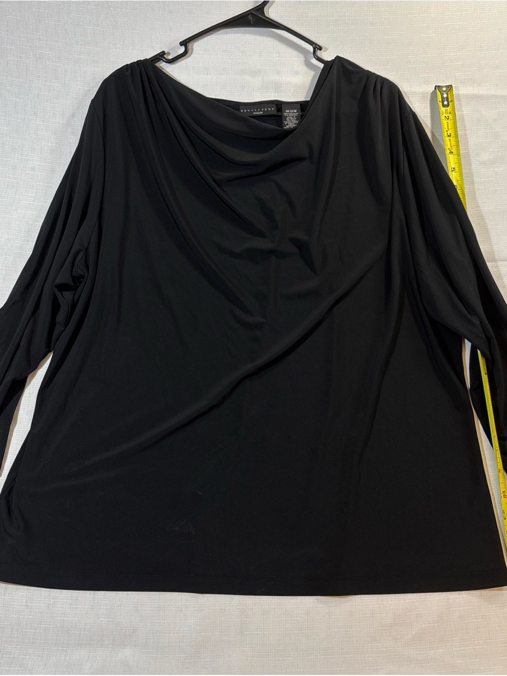 Women's Plus Size 20W 22W Black Stretch Top by Apostrophe Woman